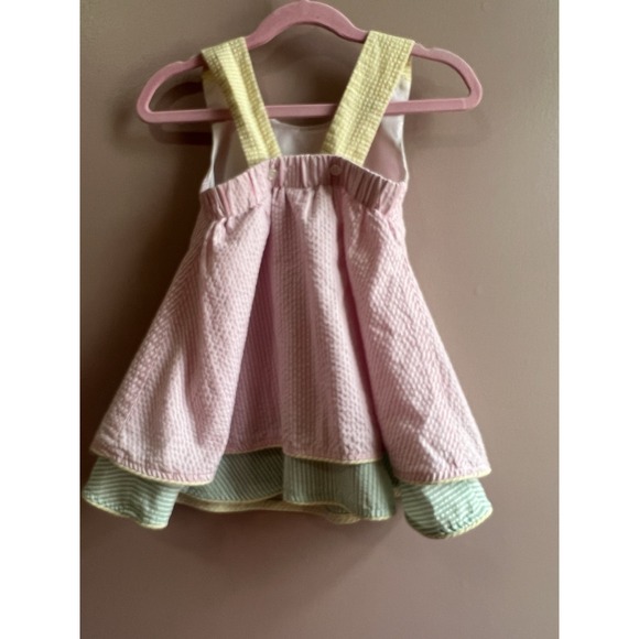 Jack & Teddy‎ Girls Toddler Seersucker Dress Pink Yellow Green Size 3T - Picture 5 of 7